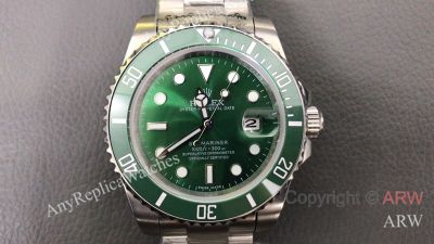 High Quality Blaken Rolex Submariner Green Dial Replica "Hulk" Silver 316 stainless steel strap Green Bezel Men Watch 40*12mm